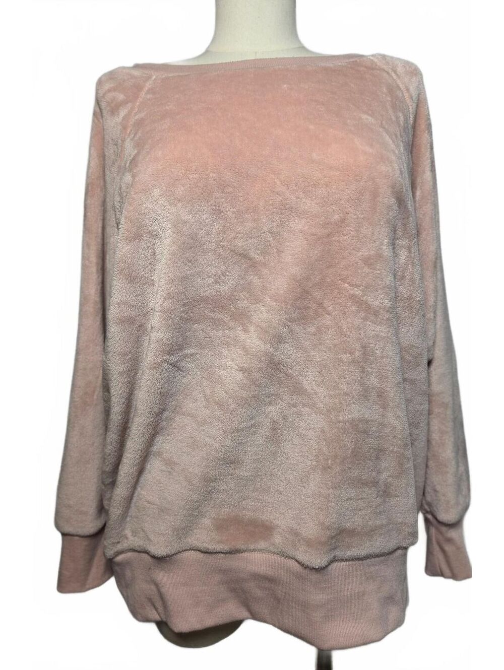 SO Cozy Sweatshirt XXL Blush Pink Plush Faux Fur Pullover Oversized Soft
